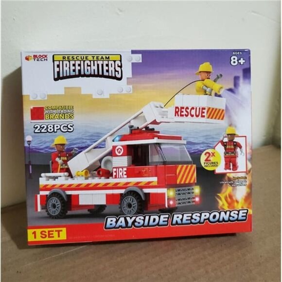 Block Tech Rescue Team Firefighters 228 PCS Bayside Response Truck and Figures - Picture 1 of 5